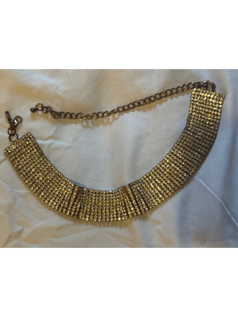 Vintage Multi-Row Rhinestone Mesh Choker Necklace